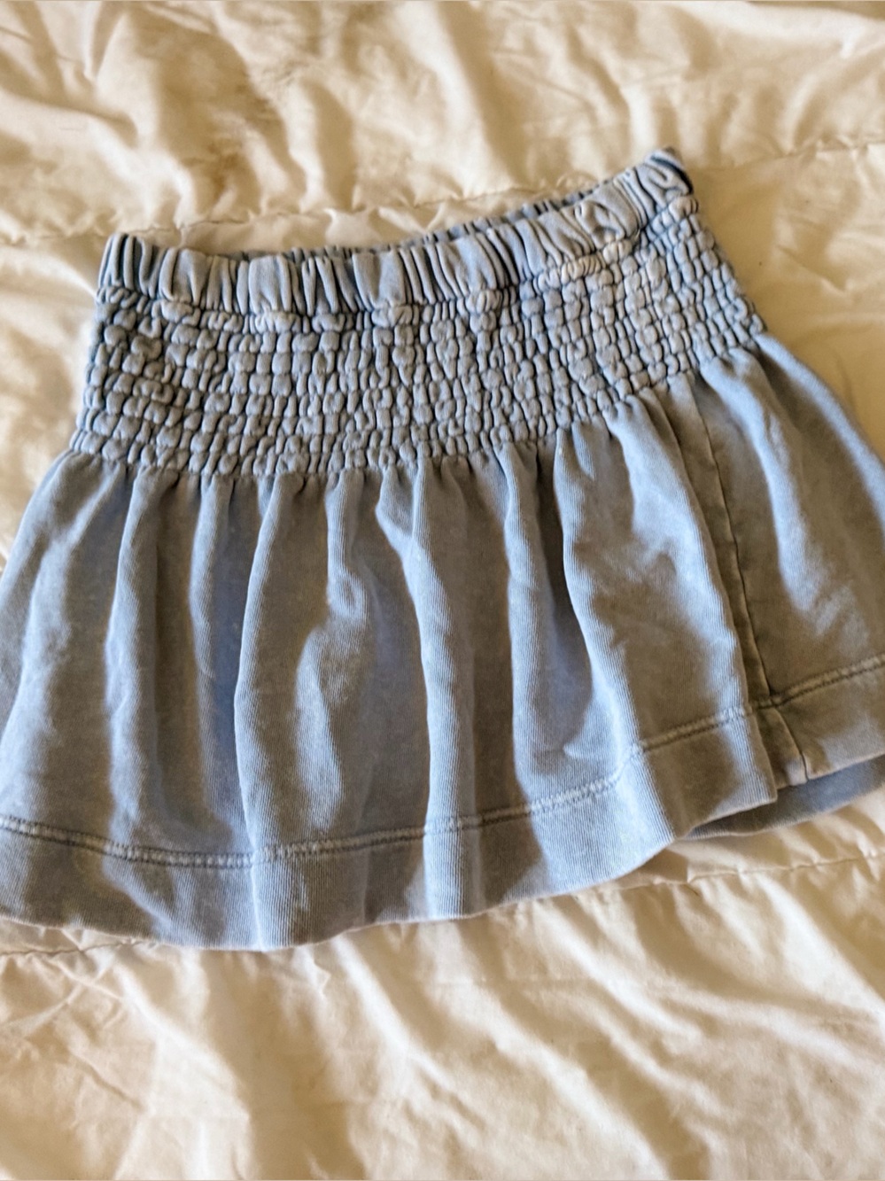 aerie Light Blue Smocked Mini Skirt